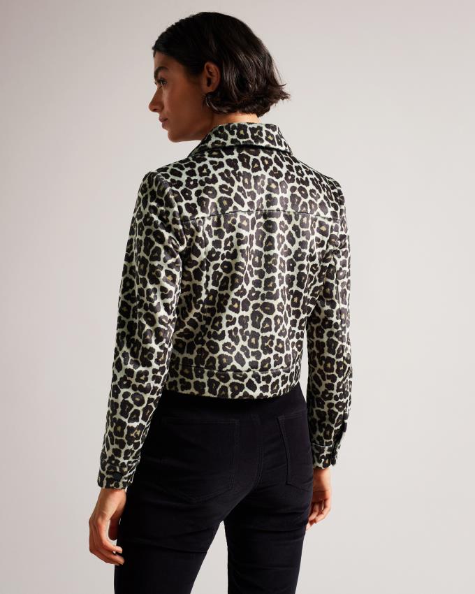 Veste Ted Baker Cropped Leopard Print Noir Femme | OTD-65557357